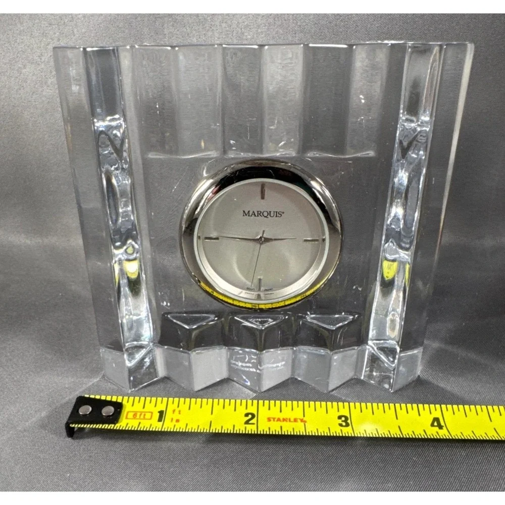 Marquis by Waterford Square‎ Crystal Desk Clock Japan Movement